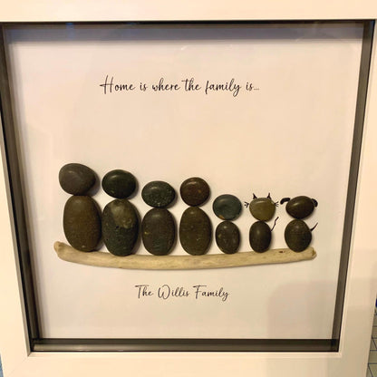 Family Pebble Art Portrait Frame Personalised Gift For Family Friends Couples New Home Christmas Pebble Gift Family Pebble Frame