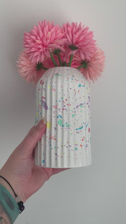 Pastel Rainbow Paint Splat Hand Painted Vase